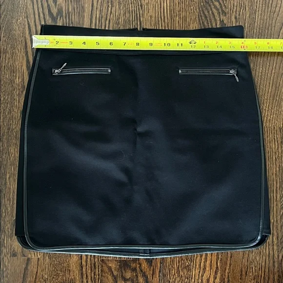 White House Black Market Black Mini Skirt with leather Accents - Picture 8 of 8